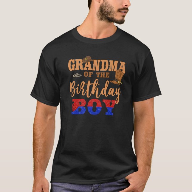 Grandma Of The Birthday Boy Western Cowboy Family T-Shirt (Front)