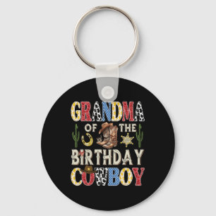 Grandma Of The Birthday Cowboy Rodeo Western  Key Ring
