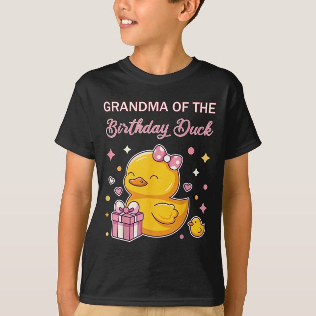 Grandma Of The Birthday Duck Christmas Anime Party T-Shirt (Front)