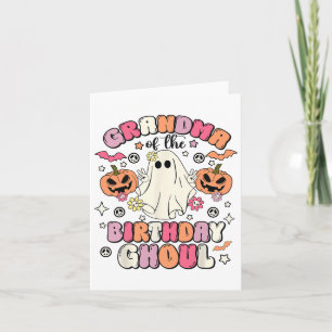 Grandma Of The Birthday Ghoul Groovy Halloween Gho Card