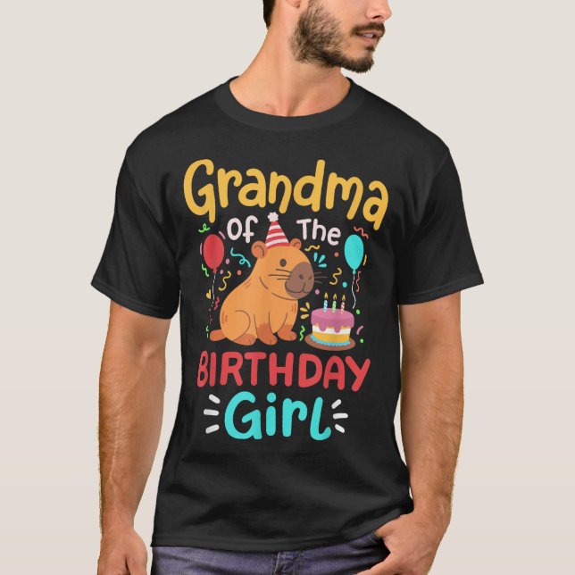 Grandma Of The Birthday Girl Capybara Bday Family  T-Shirt (Front)