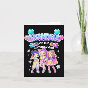 Grandma of the birthday girl cute chibi funny card