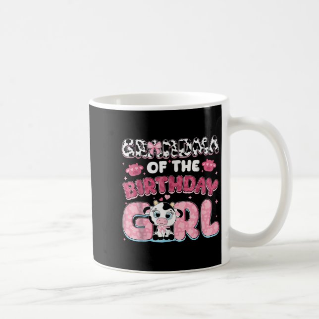 Grandma Of The Birthday Girl Farm Cow Grandma Birt Coffee Mug (Right)