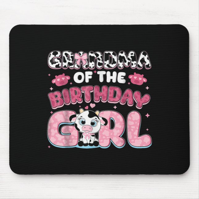 Grandma Of The Birthday Girl Farm Cow Grandma Birt Mouse Pad (Front)