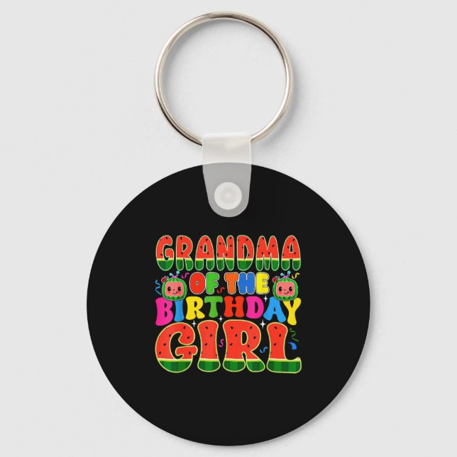 Grandma Of The Birthday Girl Melon Family Matching Key Ring (Front)