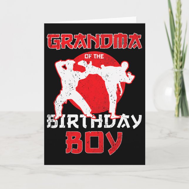 Grandma Of The Birthday Karate Taekwondo Boy Marti Card (Front)