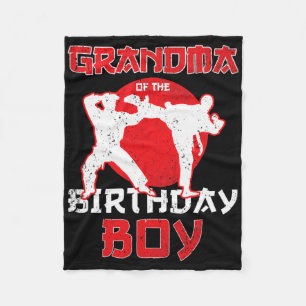 Grandma Of The Birthday Karate Taekwondo Boy Marti Fleece Blanket