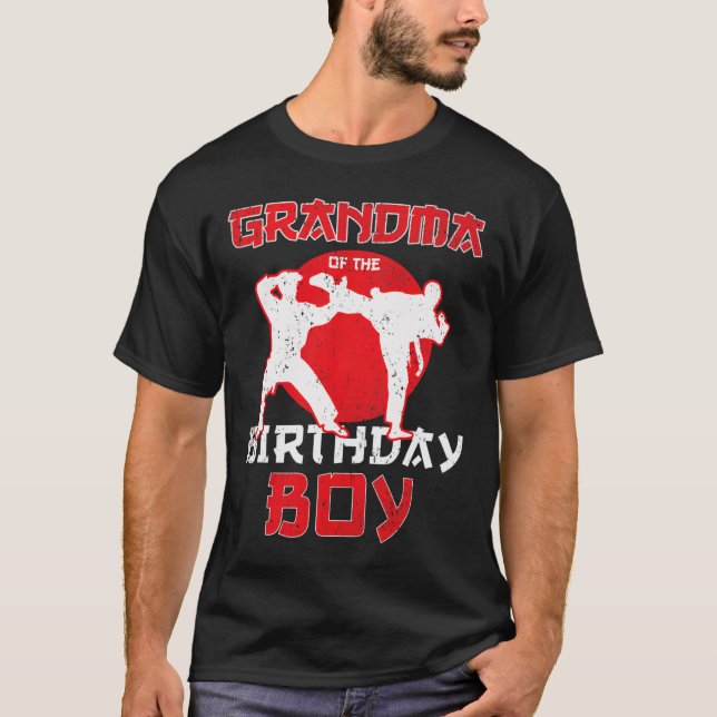 Grandma Of The Birthday Karate Taekwondo Boy Marti T-Shirt (Front)