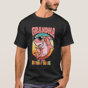 Grandma of the Birthday Kid Shark Party Family Mat T-Shirt