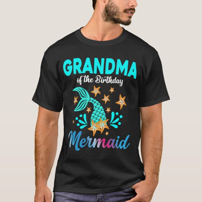 Grandma Of The Birthday Mermaid Family Matching Bd T-Shirt (Front)