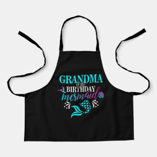 Grandma Of The Birthday Mermaid Matching Family Apron