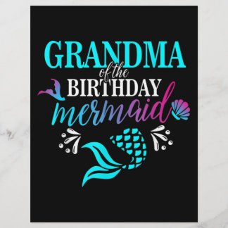Grandma Of The Birthday Mermaid Matching Family Custom Letterhead