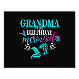 Grandma Of The Birthday Mermaid Matching Family Photo Print
