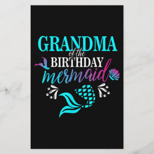Grandma Of The Birthday Mermaid Matching Family Stationery
