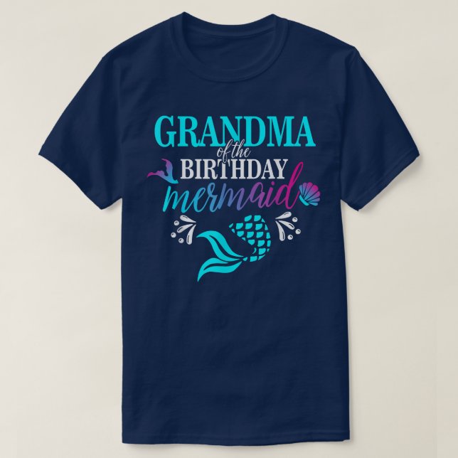Grandma Of The Birthday Mermaid Matching Family  T-Shirt (Design Front)
