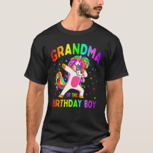 Grandma of the Birthday Party Boy Dabbing Unicorn T-Shirt
