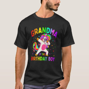Grandma of the Birthday Party Boy Dabbing Unicorn T-Shirt