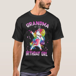 Grandma of the Birthday Party Girl Dabbing Unicorn T-Shirt