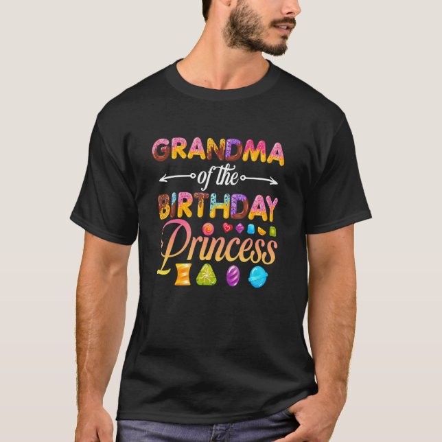 Grandma Of The Birthday Princess Doughnut Birthday T-Shirt (Front)