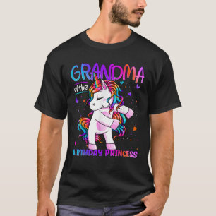 Grandma of the Birthday Princess Flossing Unicorn T-Shirt