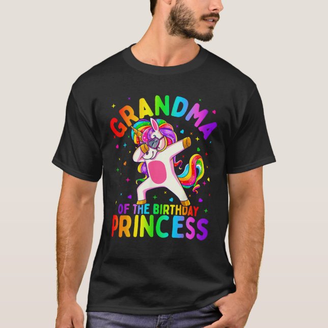 Grandma of the Birthday Princess Girl Dabbing Unic T-Shirt (Front)