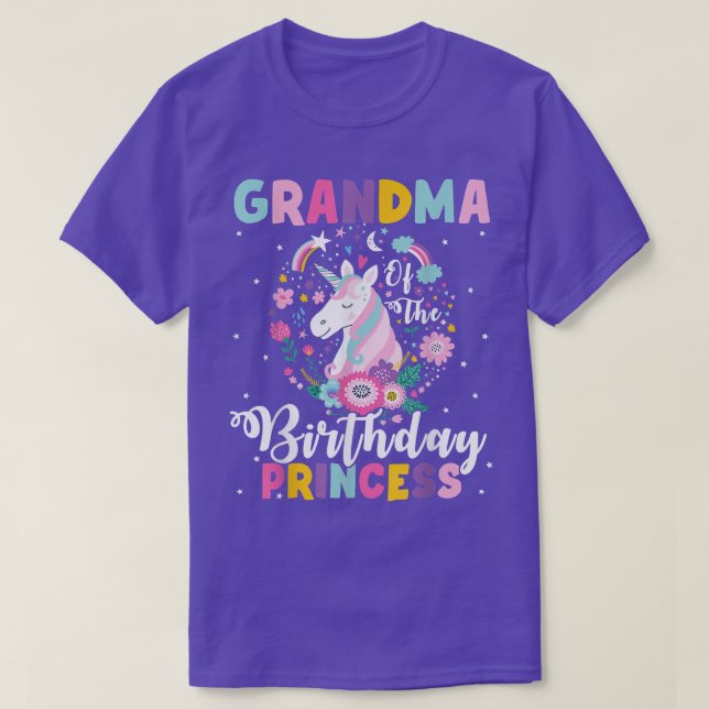 Grandma Of the Birthday Princess Unicorn Birthday  T-Shirt (Design Front)