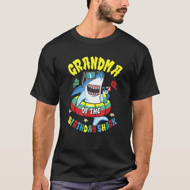 Grandma Of The Birthday Shark Matching Family T-Shirt (Front)
