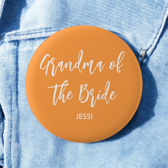 Grandma of the Bride Orange Wedding Button (Creator Uploaded)