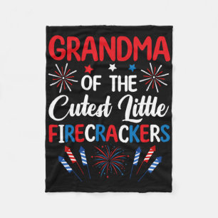 Grandma Of The Cutest Little Firecracker 4th Of Ju Fleece Blanket