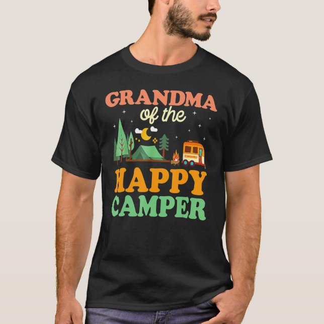 Grandma Of The Happy Camper Women 1st Bday Camping T-Shirt (Front)