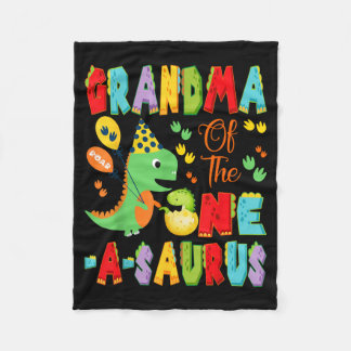 Grandma Of The One-A-Saurus 1st Birthday Boy Fleece Blanket