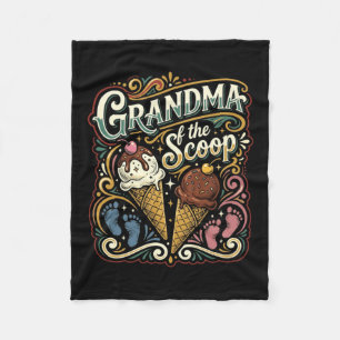Grandma Of The Scoop Ice Cream Gender Reveal Baby Fleece Blanket
