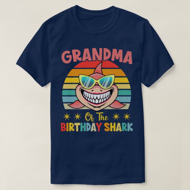 Grandma Of The Shark Birthday Family Birthday Gran T-Shirt (Design Front)