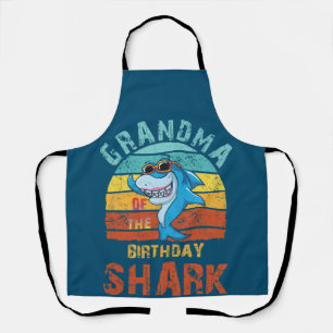 Grandma of the Shark Birthday Matching Family Apron