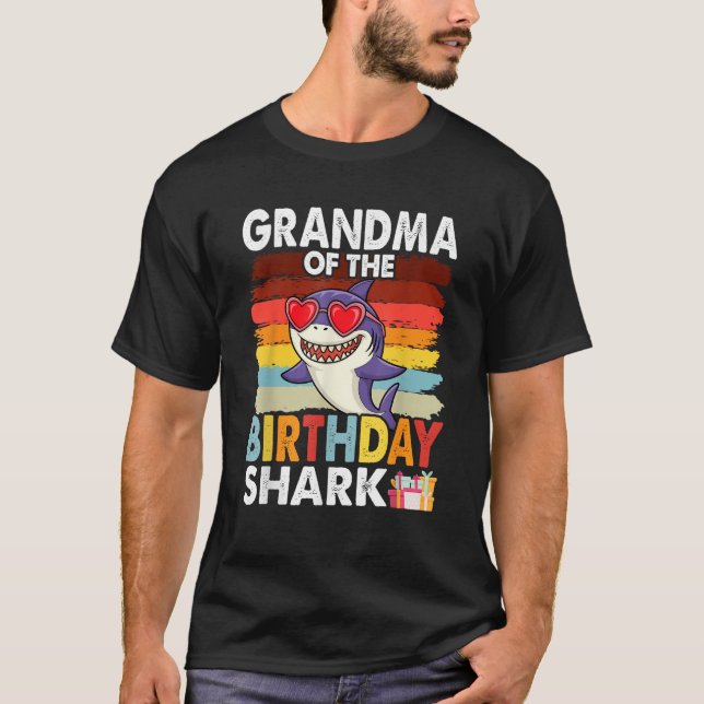Grandma of the Shark Birthday Matching Family  T-Shirt (Front)