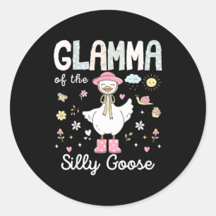 Grandma of the silly goose 1st birthday girl famil classic round sticker