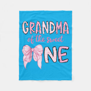 Grandma Of The Sweet One 1st Birthday Girl Fleece Blanket