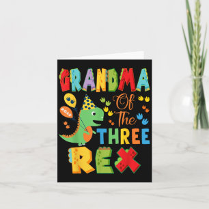 Grandma Of The Three Rex 3rd Birthday Boy Dinosaur Card