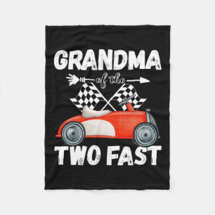 Grandma Of The Two Fast 2 Curious Birthday 2nd Lit Fleece Blanket