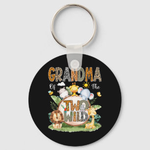Grandma Of The Two Wild 2nd Birthday Boy Jungle Key Ring