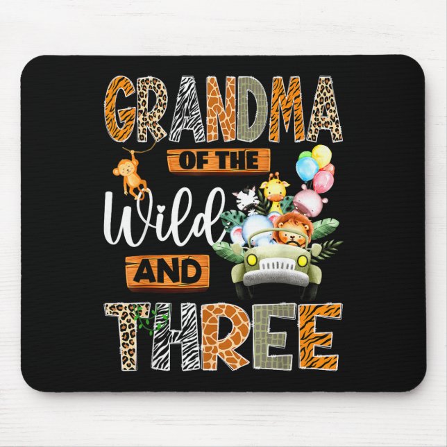 Grandma Of The Wild And Three 3rd Birthday Boy Saf Mouse Pad (Front)