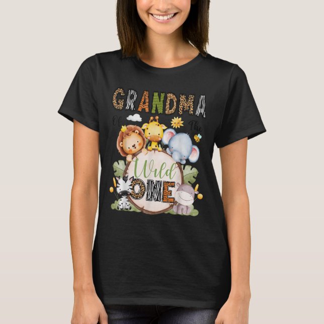 Grandma Of The Wild One 1st Birthday Boy Jungle Sa T-Shirt (Front)