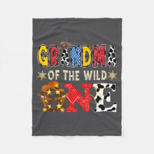 Grandma Of The Wild One 1st Birthday Boy Western C Fleece Blanket