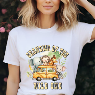 Grandma of the Wild One  birthday safari animals  T-Shirt