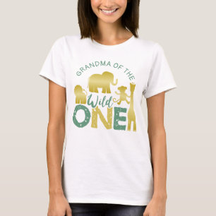Grandma of the Wild One Safari 1st Birthday Gold T-Shirt