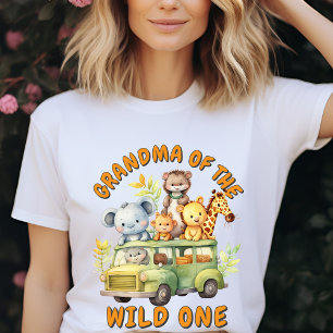Grandma of the Wild One safari animals birthday  T-Shirt