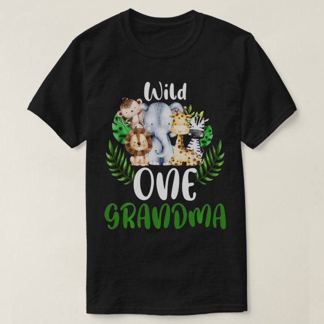 Grandma of The Wild One Zoo Birthday Safari Jungle T-Shirt (Design Front)