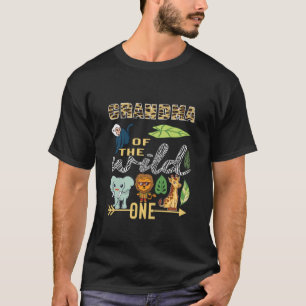 Grandma Of The Wild One Zoo Mother Birthday Safari T-Shirt