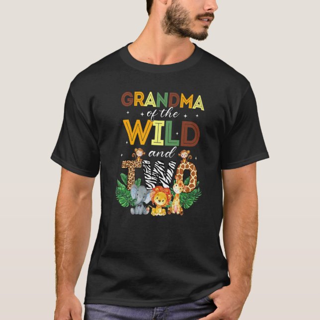 Grandma Of The Wild Two Zoo Birthday Safari Jungle T-Shirt (Front)