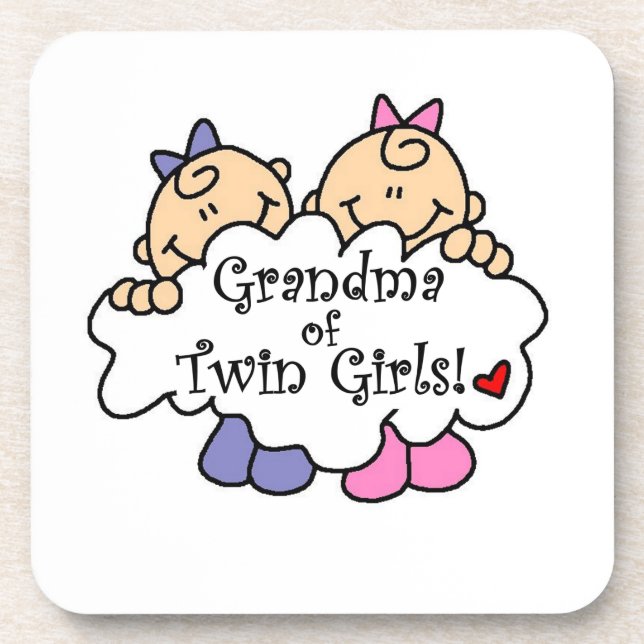 Grandma of Twin Girls Gifts Coaster (Front)